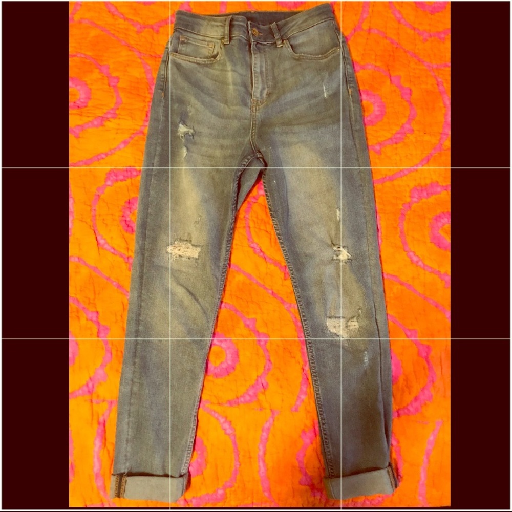 High Waisted Distressed Skinny Jeans